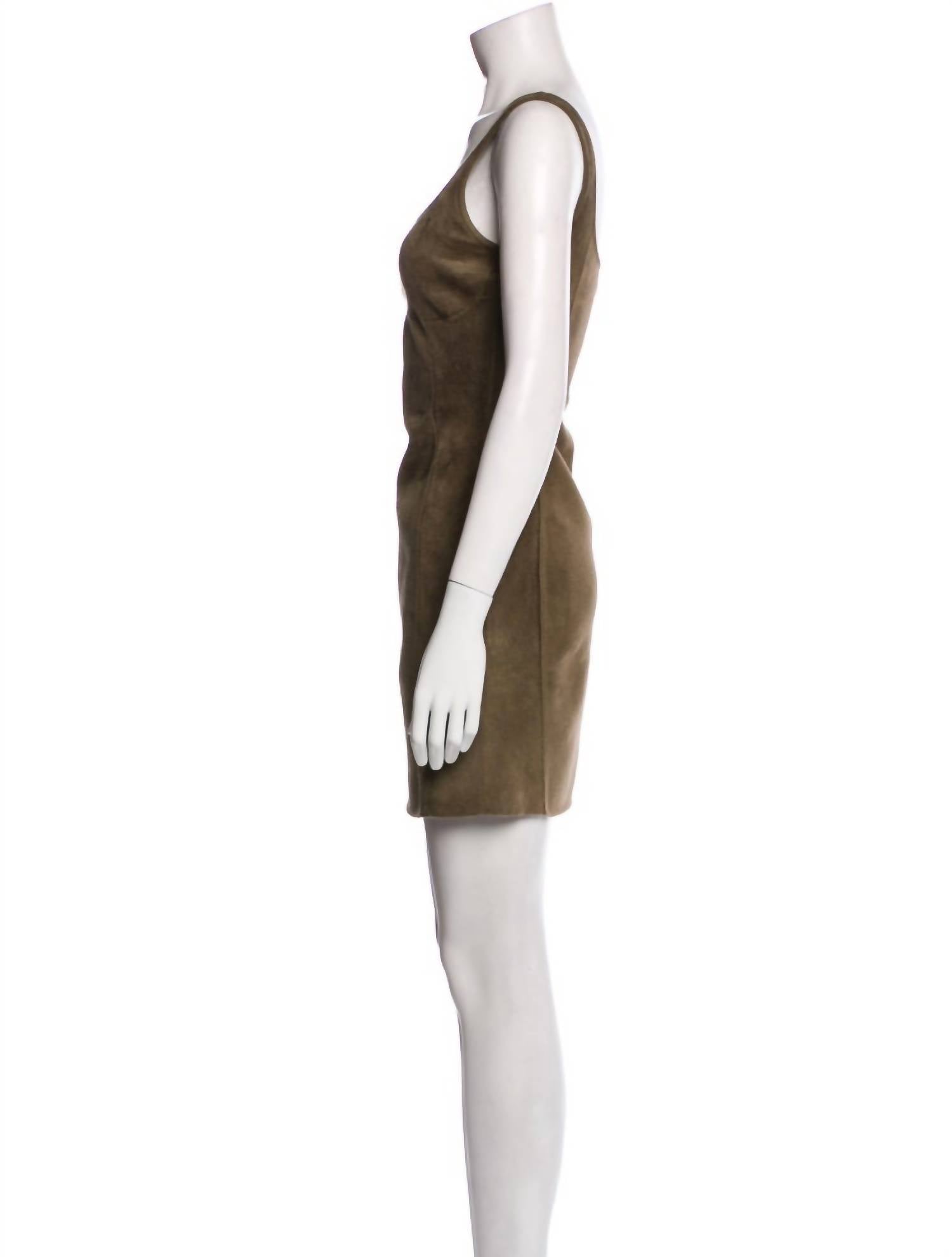 Fendi Velvet Scoop Neck Mini Dress in green - women's dress - view 4