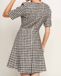 Flying Tomato - Tilde Short Sleeve Button Tweed Mini Dress
