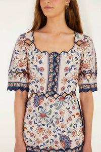 Farm Rio - Delhi Tapestry Scallop Cut-out Mini Dress