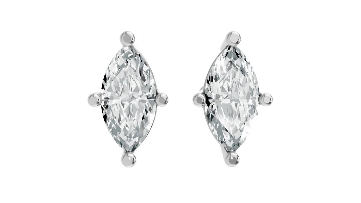 Aamiaa - Women's Marquise Shape 4 Prong Push Back Studs