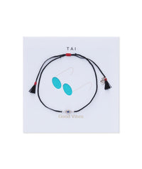 TAI Women's Good Vibes Card Bracelet in silver blue evil eye - women's jewelry