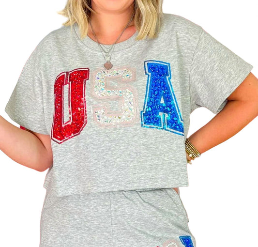 Queen Of Sparkles - Beaded USA Top