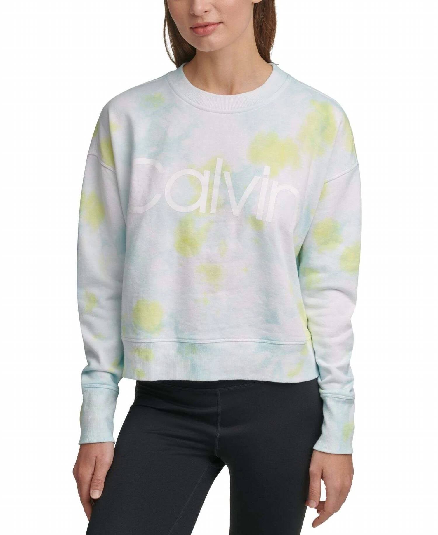 Calvin Klein - Calvin Klein Womens Performance Logo Tie-Dyed French Terry Sweatshirt