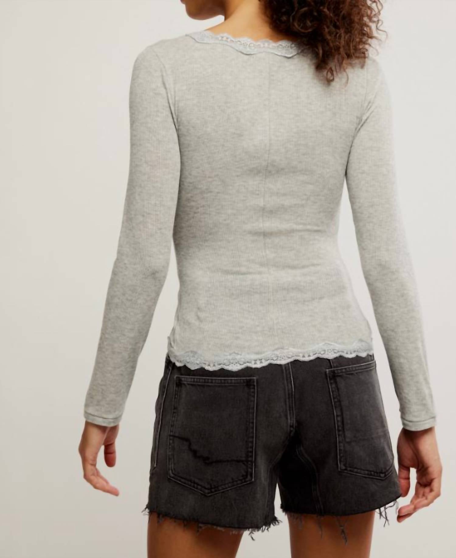 Free People - Willow Lace Ribbed Knit Top