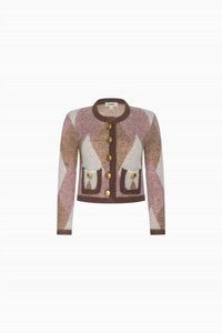 L'Agence Siobhan Long Sleeves Cardigan in natural mauve - women's cardigan - view 5