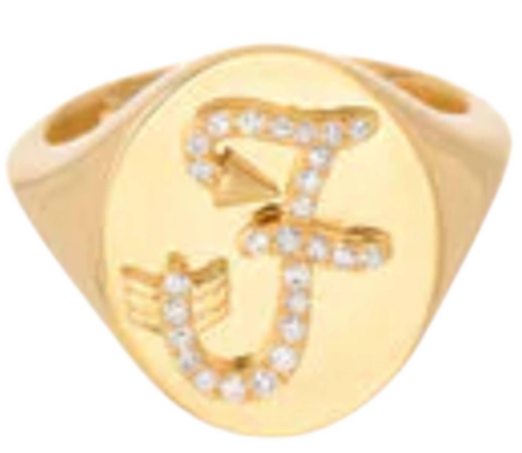 Adina Reyter - Women's Diamond Arrow Initial Signet Ring - F