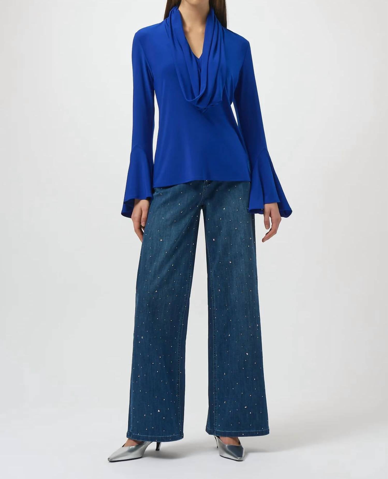 Joseph Ribkoff - Cowl Neck Long Sleeves Fitted Top