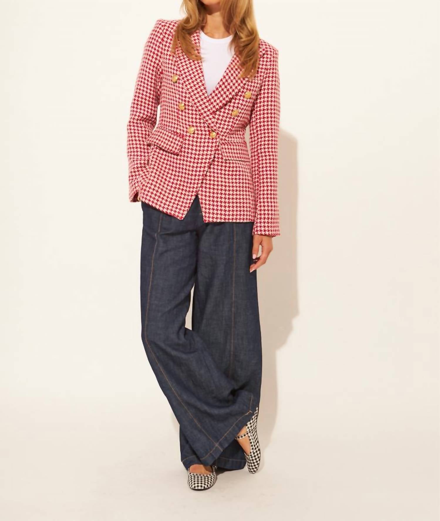 John + Jenn - Cherry Houndstooth Blazer