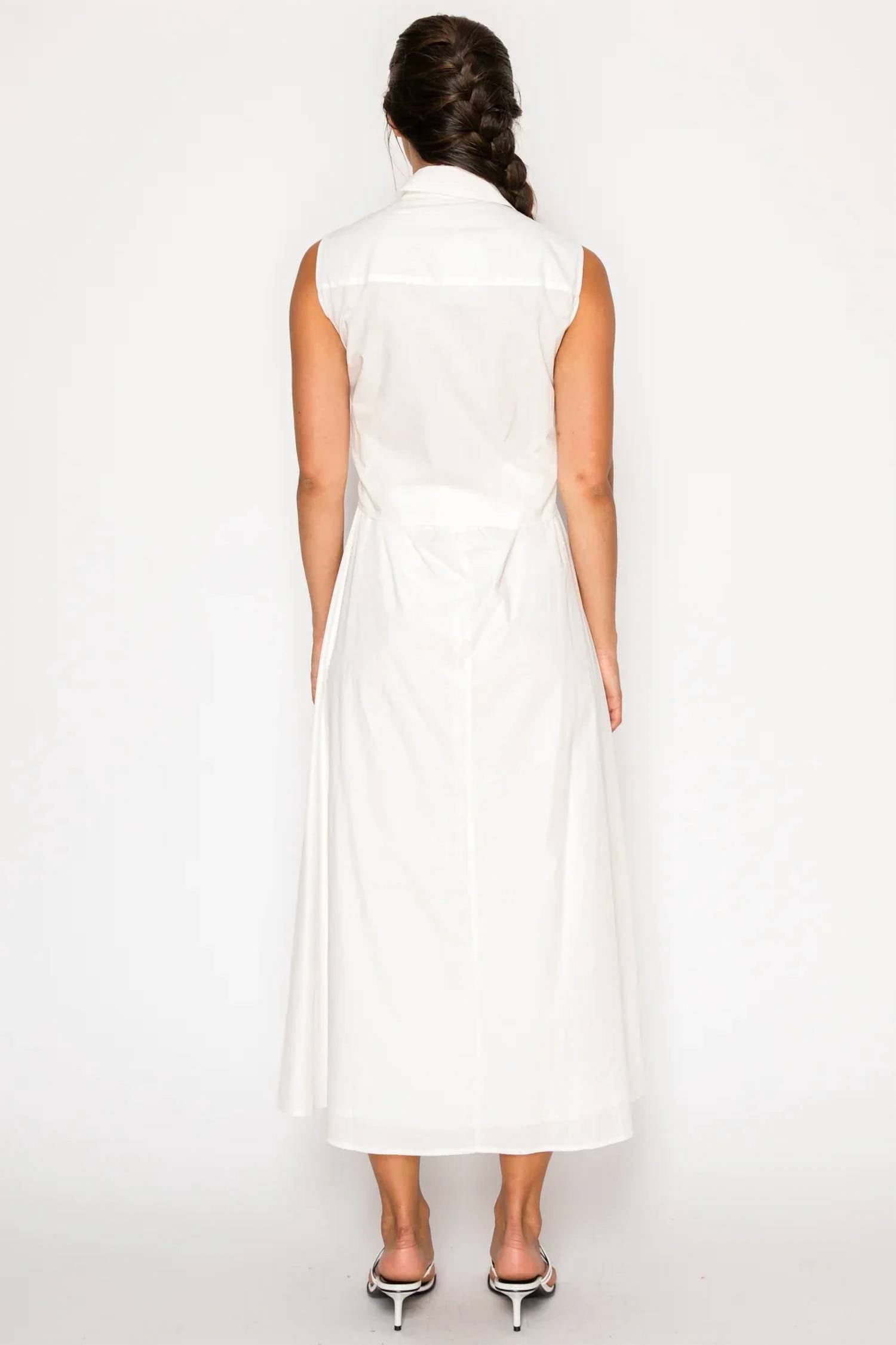 Meet Me In Santorini - Poplin Tie Midi Dress