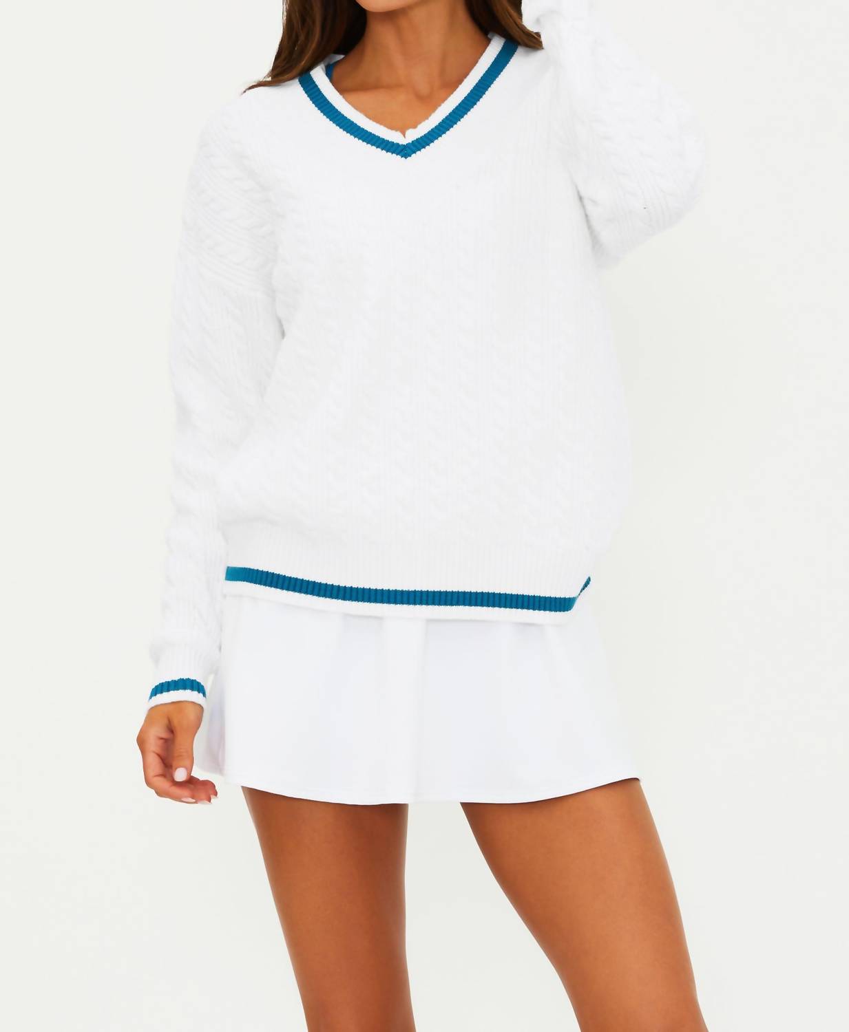 Beach Riot Montana Birdie Sweater Top in blue - women's sweater