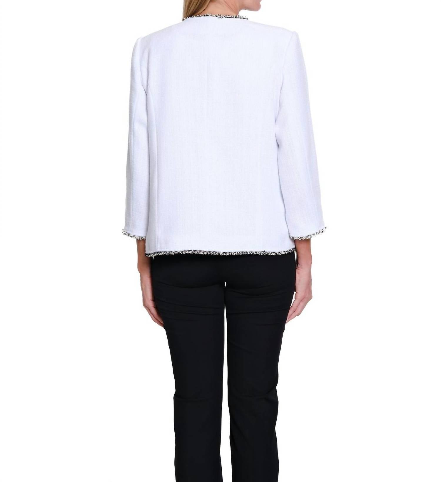 Multiples - Fringe-trim Tweed Jacket