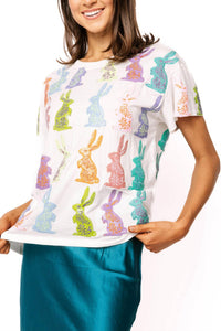Queen Of Sparkles - Multi Easter Bunny Tee