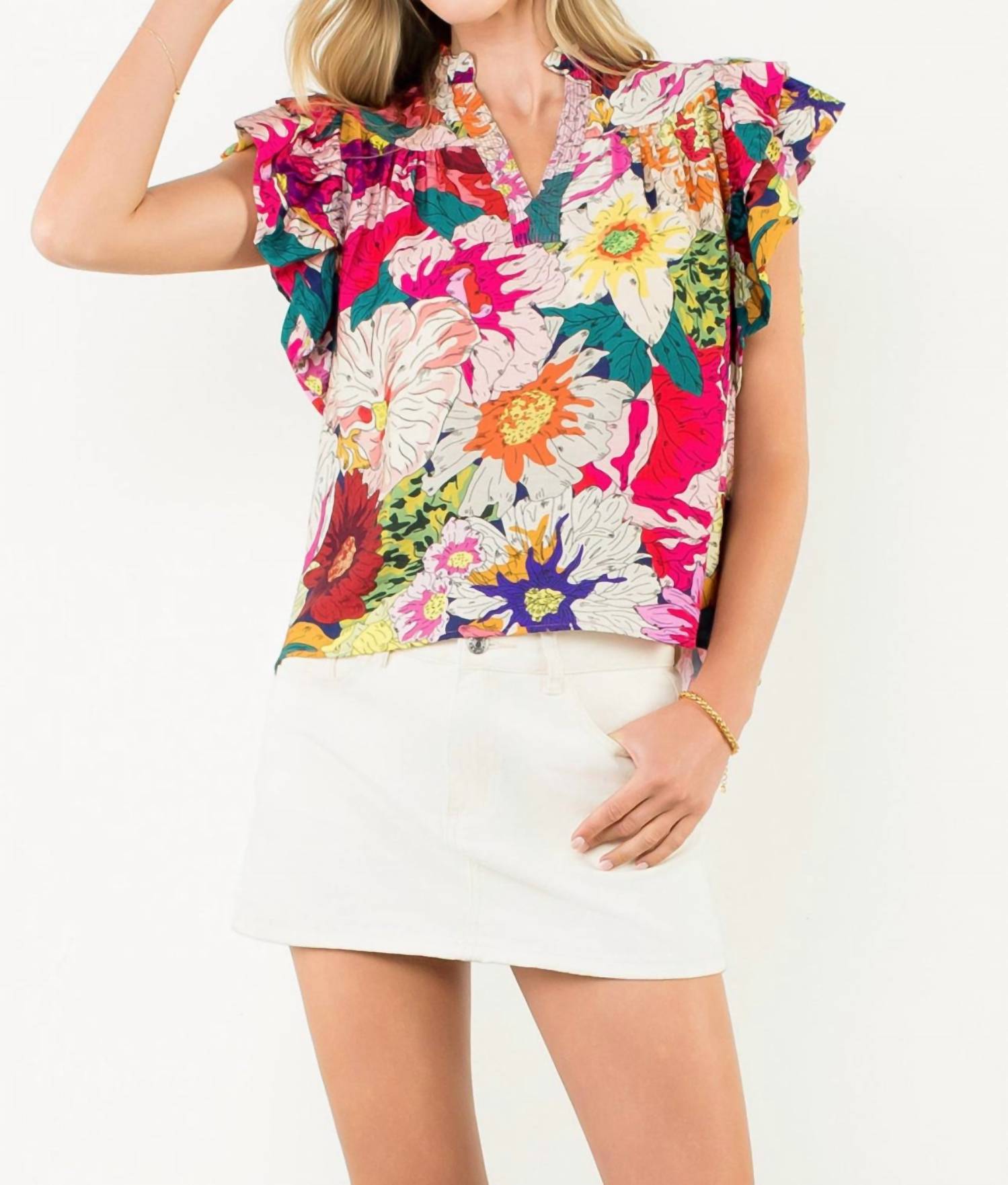 Thml - Flutter Sleeve Floral Top