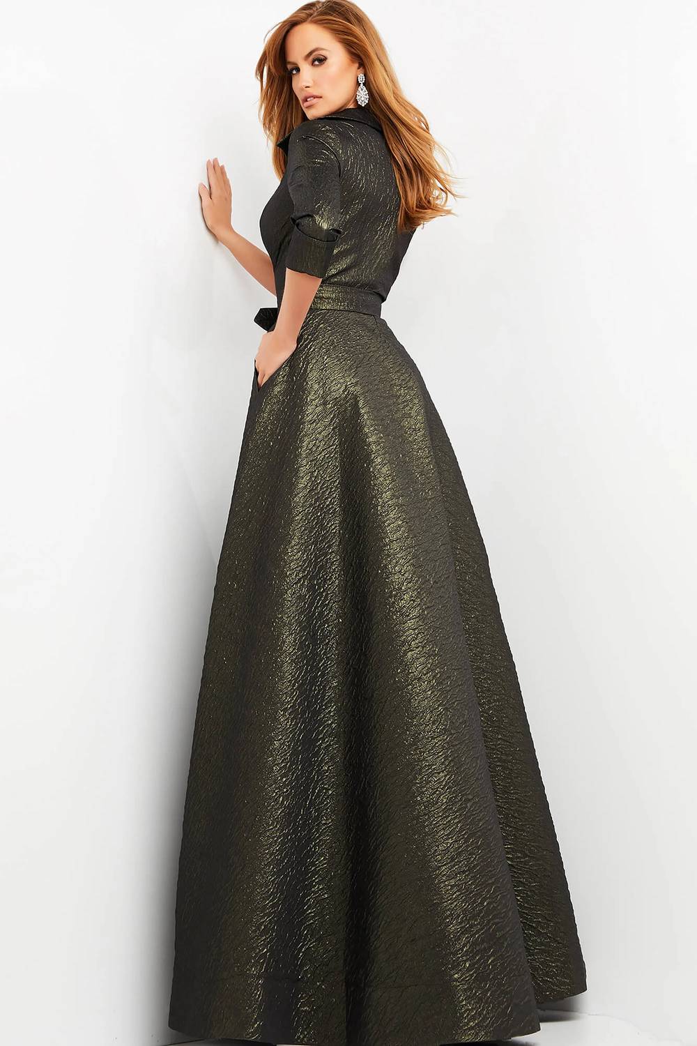 Jovani - A-line V Neck Gown