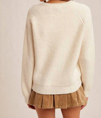 Hem & Thread - Chamille Cutout Tie Detail Neck Sweater
