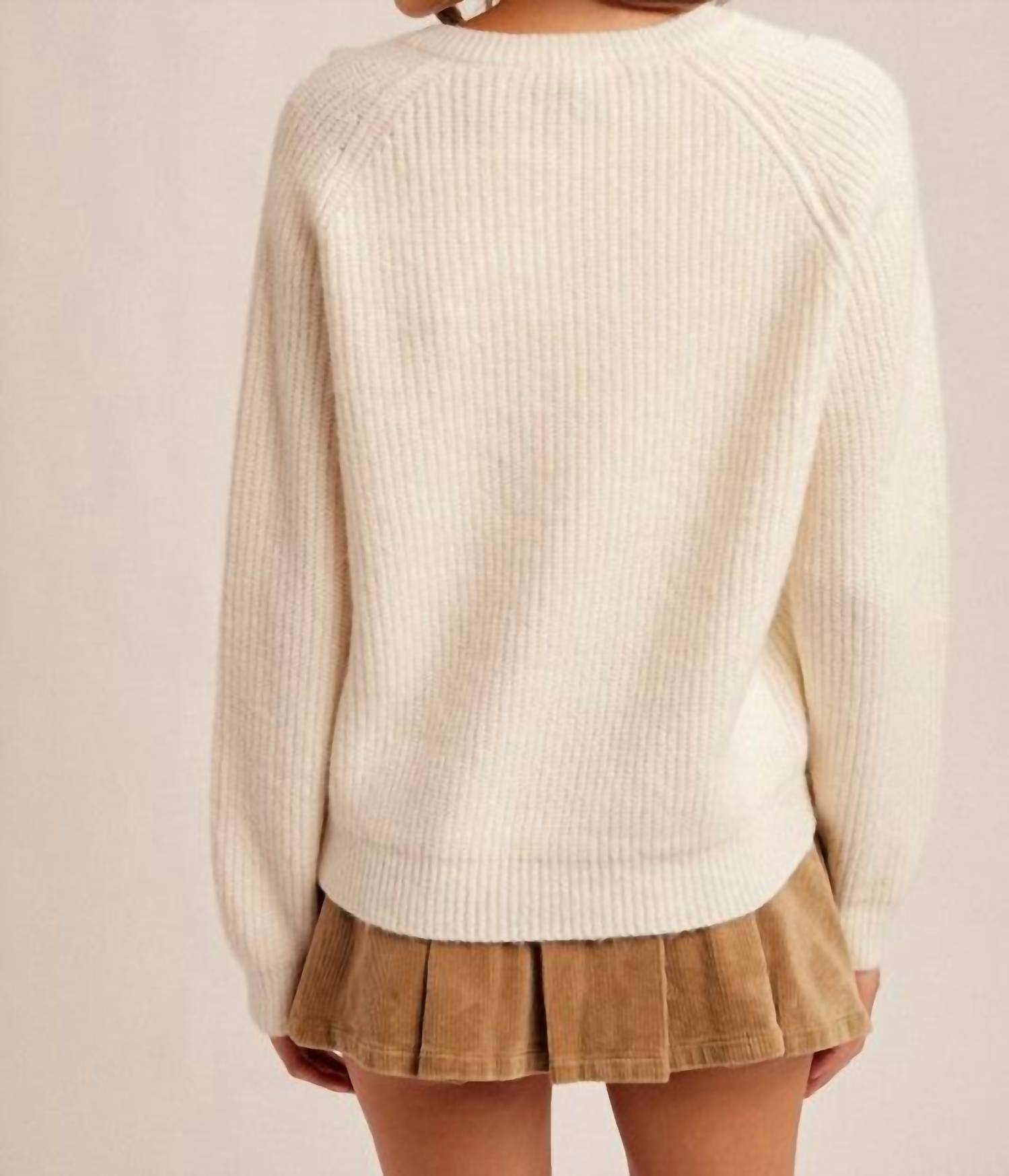 Hem & Thread - Chamille Cutout Tie Detail Neck Sweater