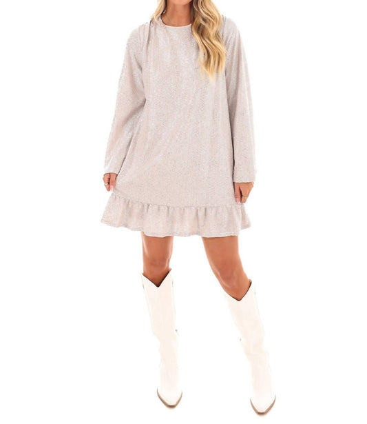 Caramela - Making Headlines Metallic Ruffled Mini Dress