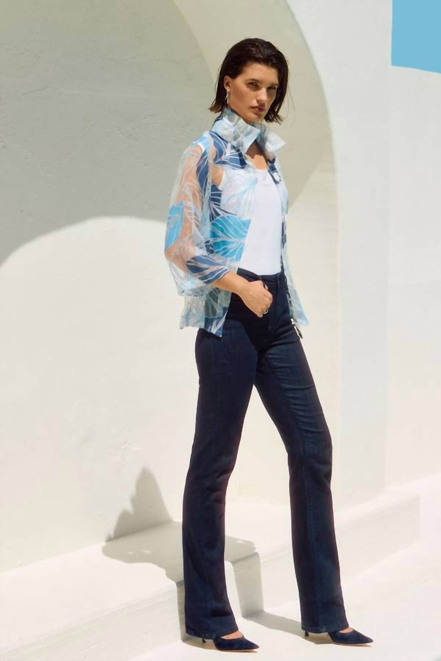 Joseph Ribkoff - Women's Novelty Leaf-print Trapeze Jacket