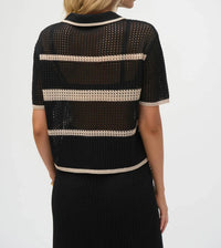 Joseph Ribkoff - Striped Open Knit Cover-up Top