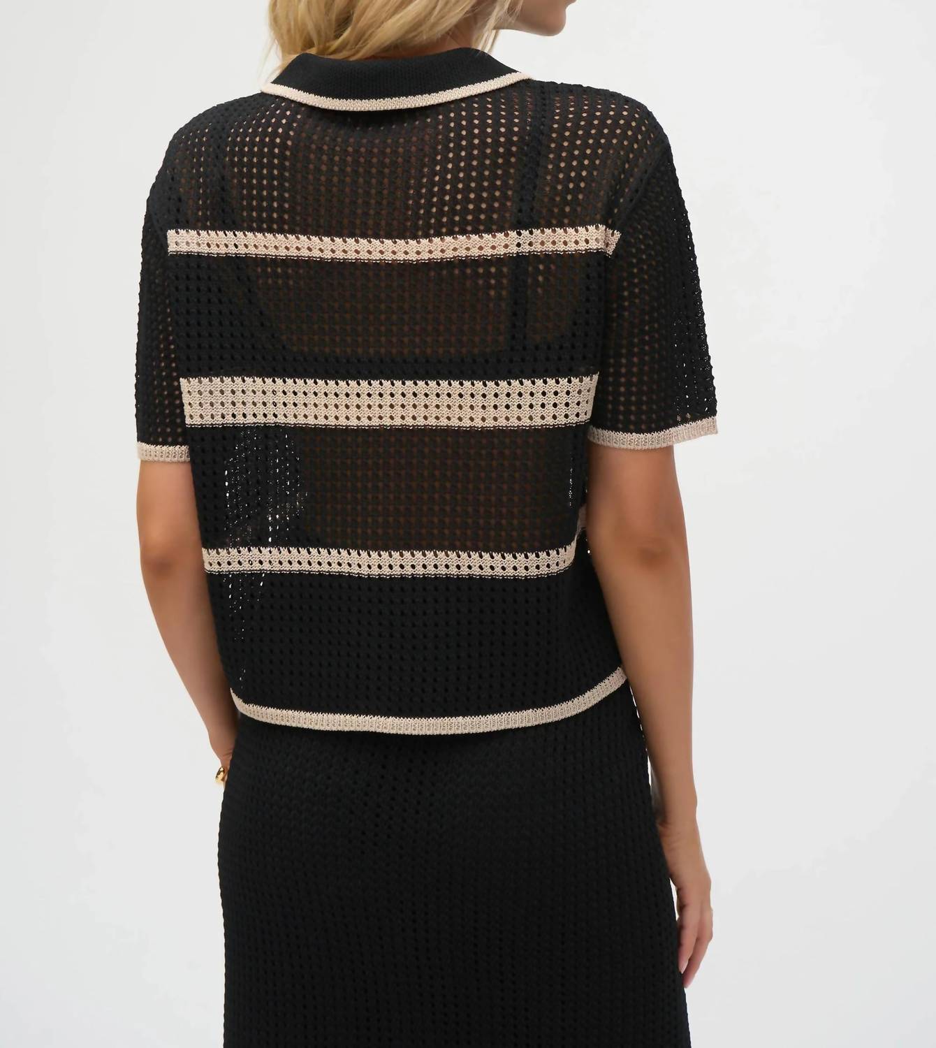 Joseph Ribkoff - Striped Open Knit Cover-up Top