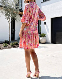 Dear Scarlett - Floral Print Shirred Tiered Dress