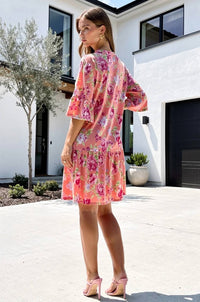 Dear Scarlett - Floral Print Shirred Tiered Dress