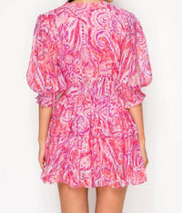 Meet Me In Santorini - Short Sleeves Mini Dress