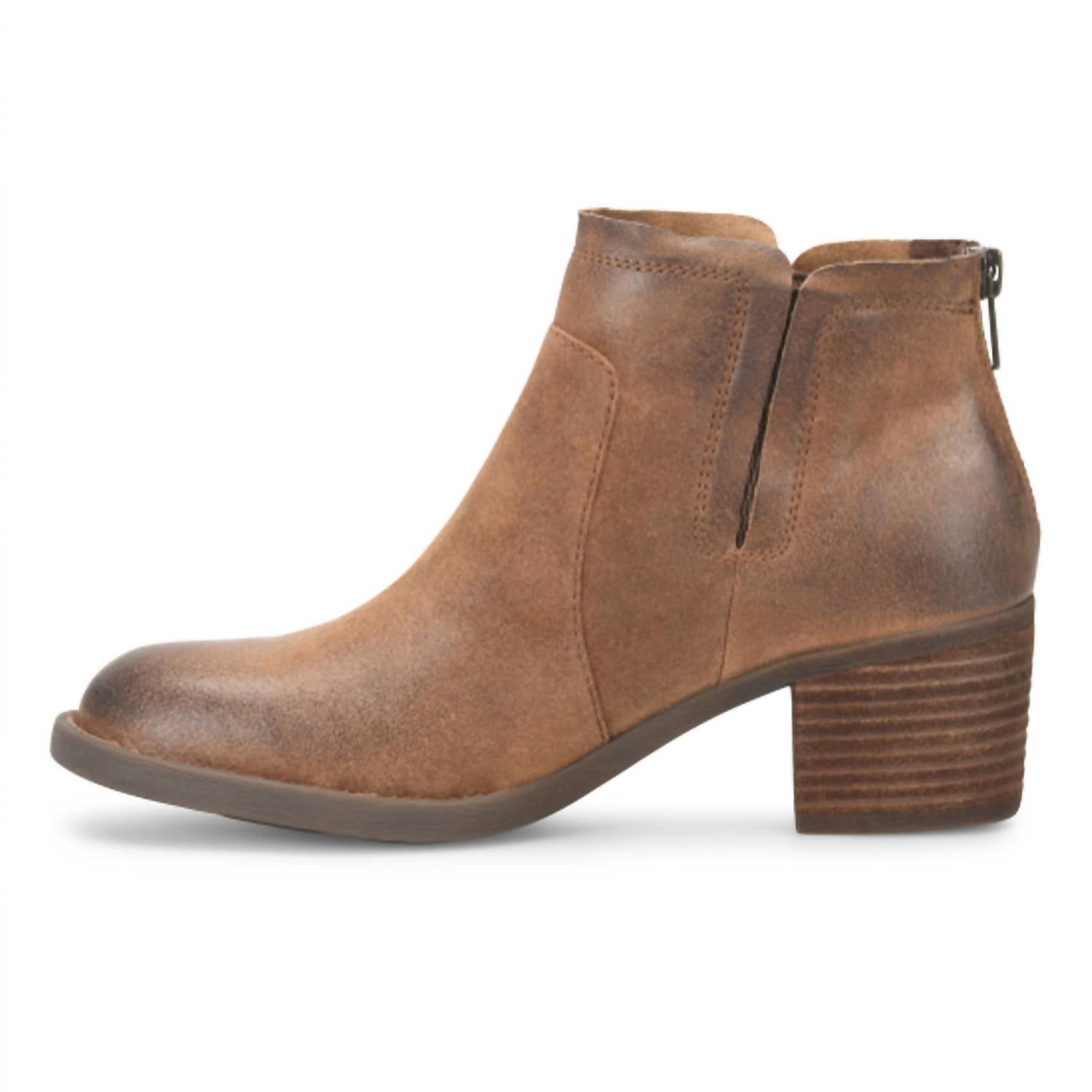 Born Women's Reece Block Heel Boots in light brown - women's shoe - alternate view