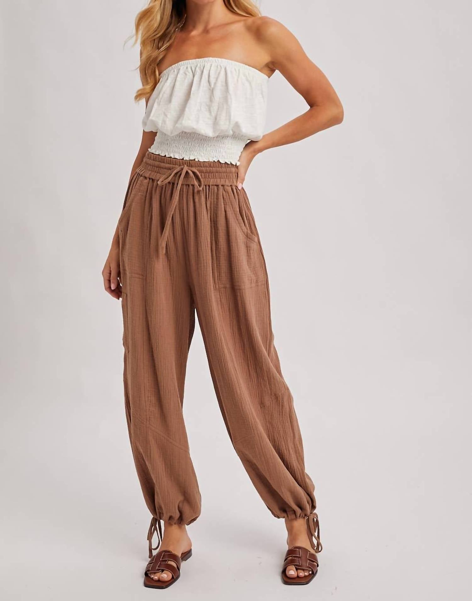 Bluivy - Gauzy Harem Drawstring Pants