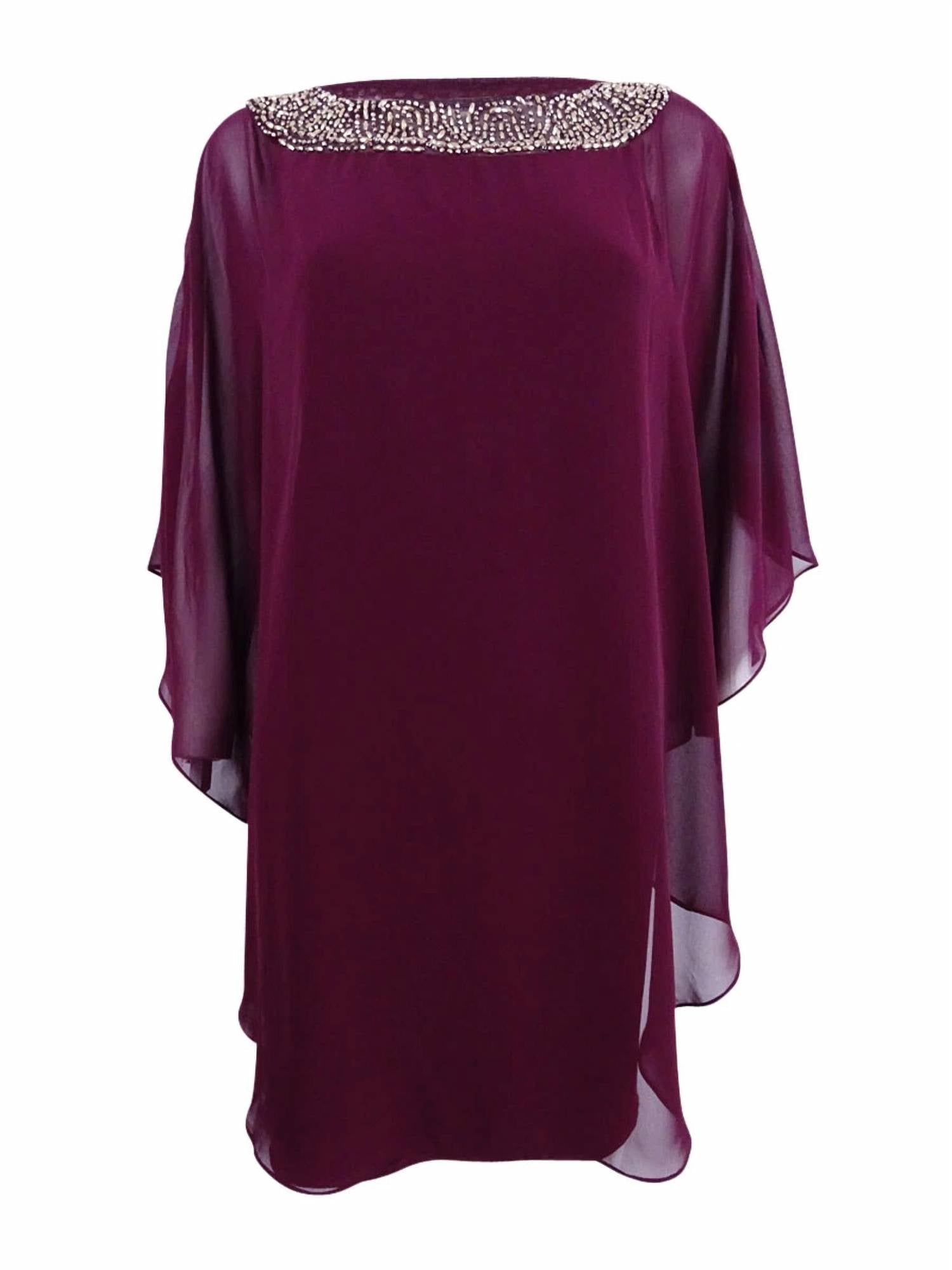 Xscape - Beaded Chiffon Capelet Shift Dress - Plus