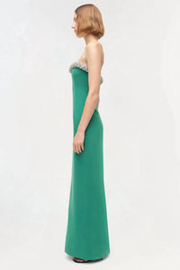 SIMKHAI Riona Embellished Bustier Gown in kelly green - women's dress - detail view