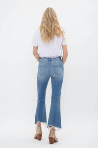 mica denim High Rise Crop Non-distressed Flare Jeans in medium wash - women's jeans - alternate view