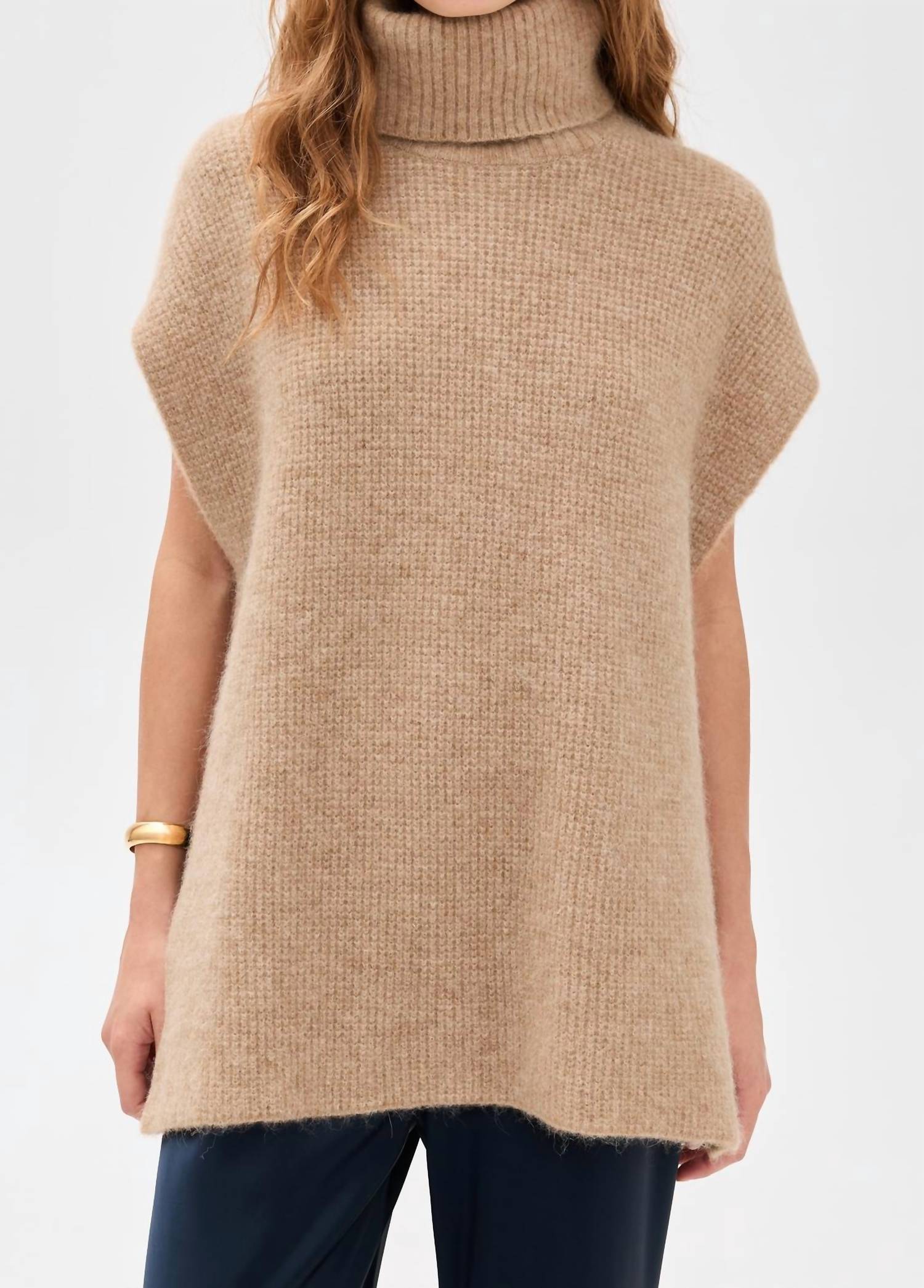 James Perse - Women's Waffle Knit Funnel Neck Tunic Top