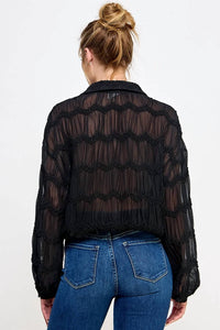 Allie Rose - Romantic Sheer Button Front Blouse