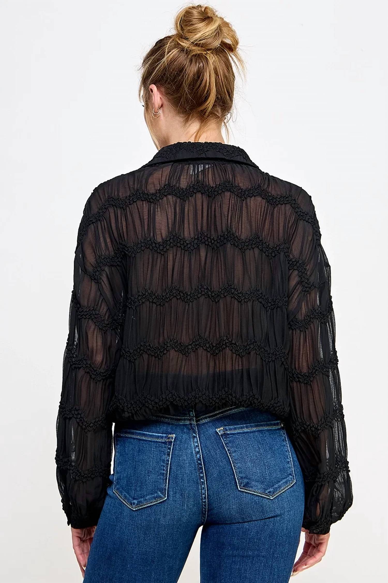 Allie Rose - Romantic Sheer Button Front Blouse