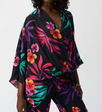 Joseph Ribkoff - Women's Georgette Tropical Print Boxy Top