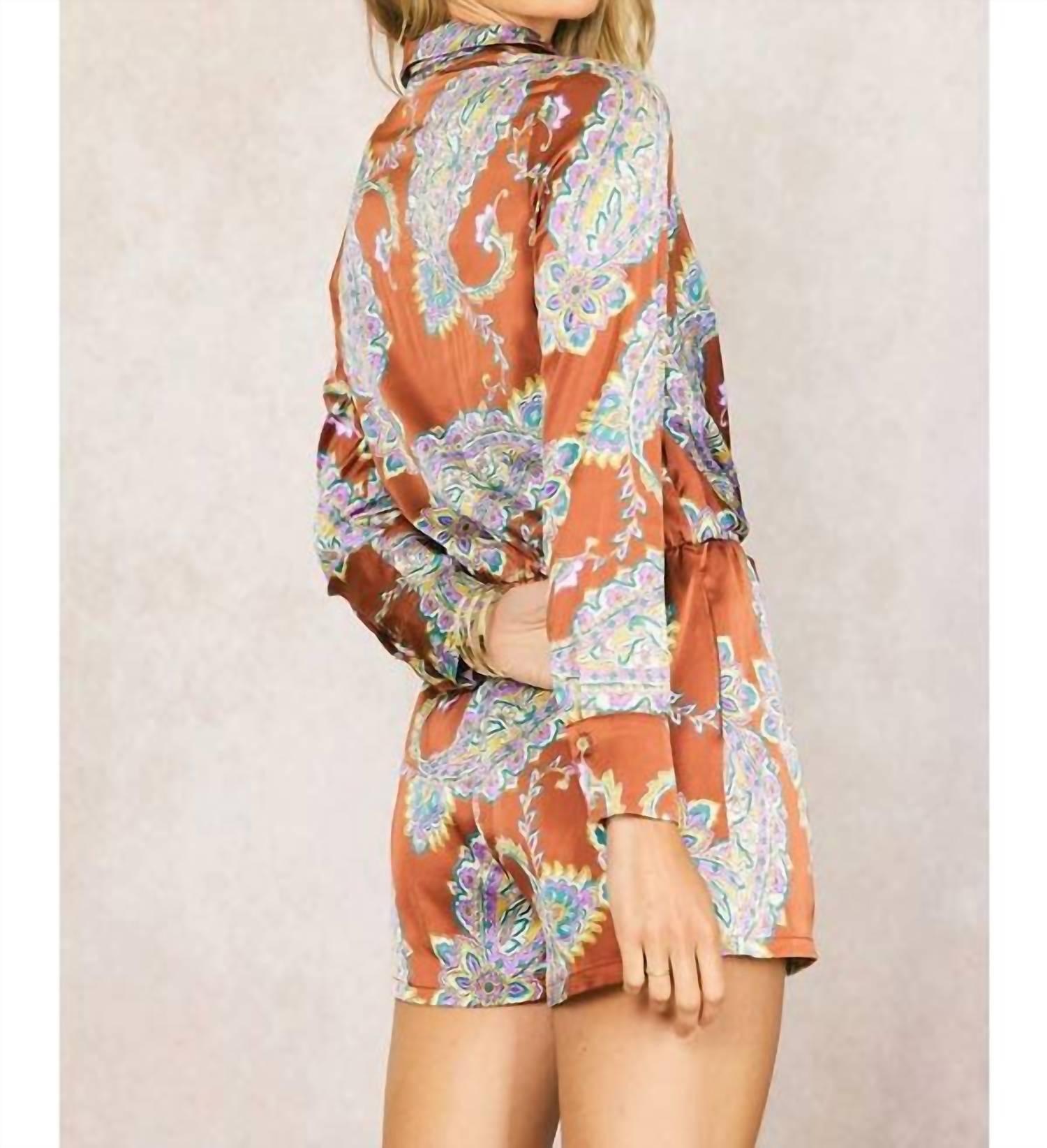 Illa Illa Bronzed Babe Romper in orange - women's pants - alternate view