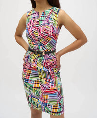 Joseph Ribkoff - Abstract Print Boat Neck Sheath Dress
