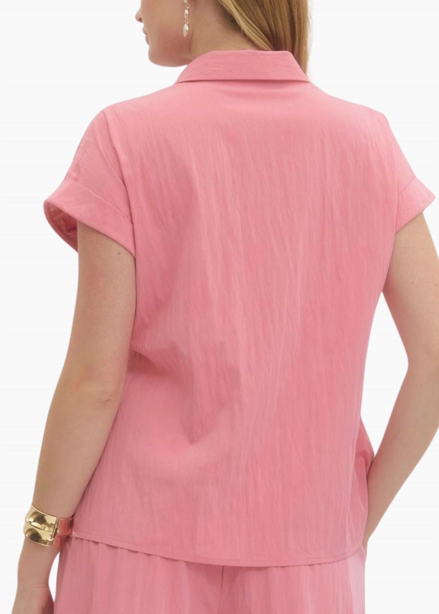 entro Mila Tie Detail Top in light pink - women's shirt - detail view