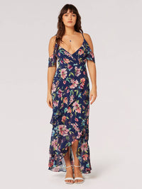 Apricot - Watercolour Floral Chiffon Maxi Dress