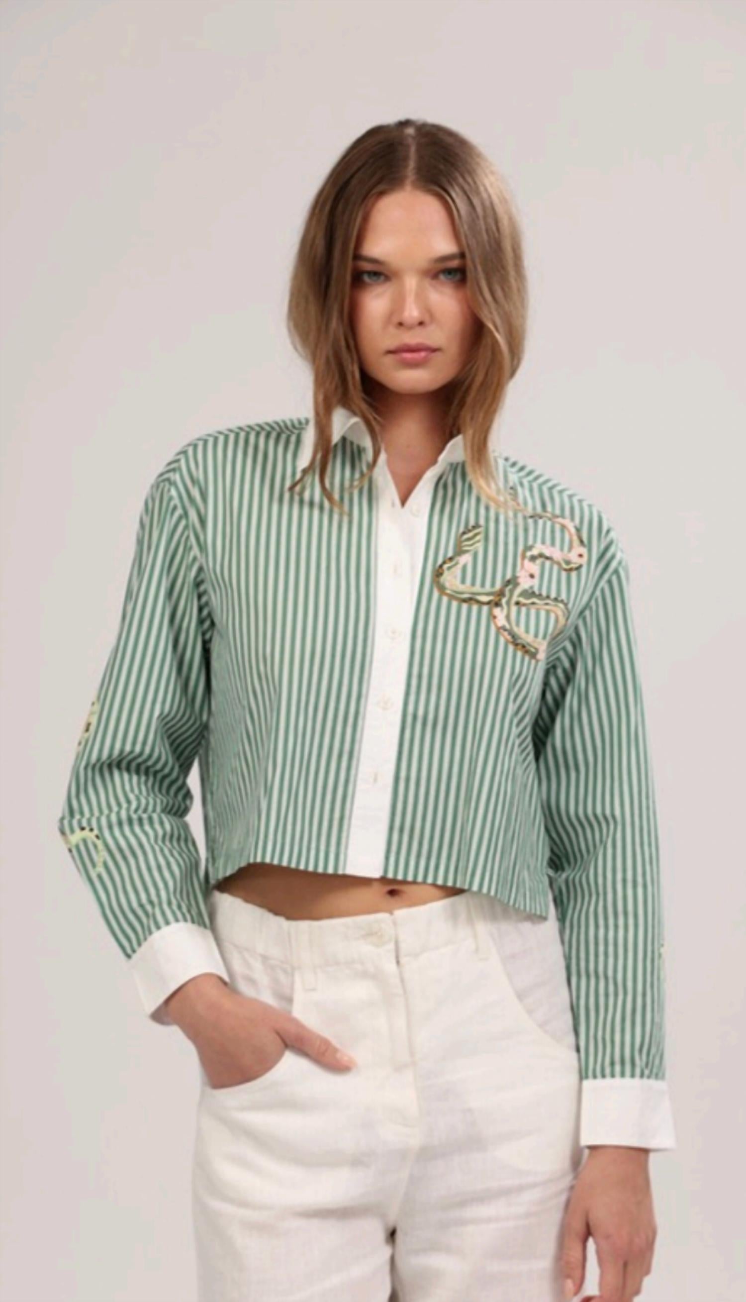 Las Sureñas - Poplin Striped Snake Top
