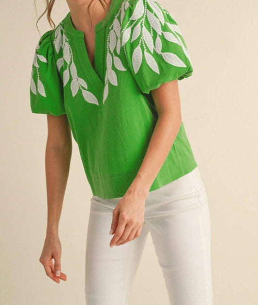 Jodifl - Gwen Embroidered Puff Sleeve Top