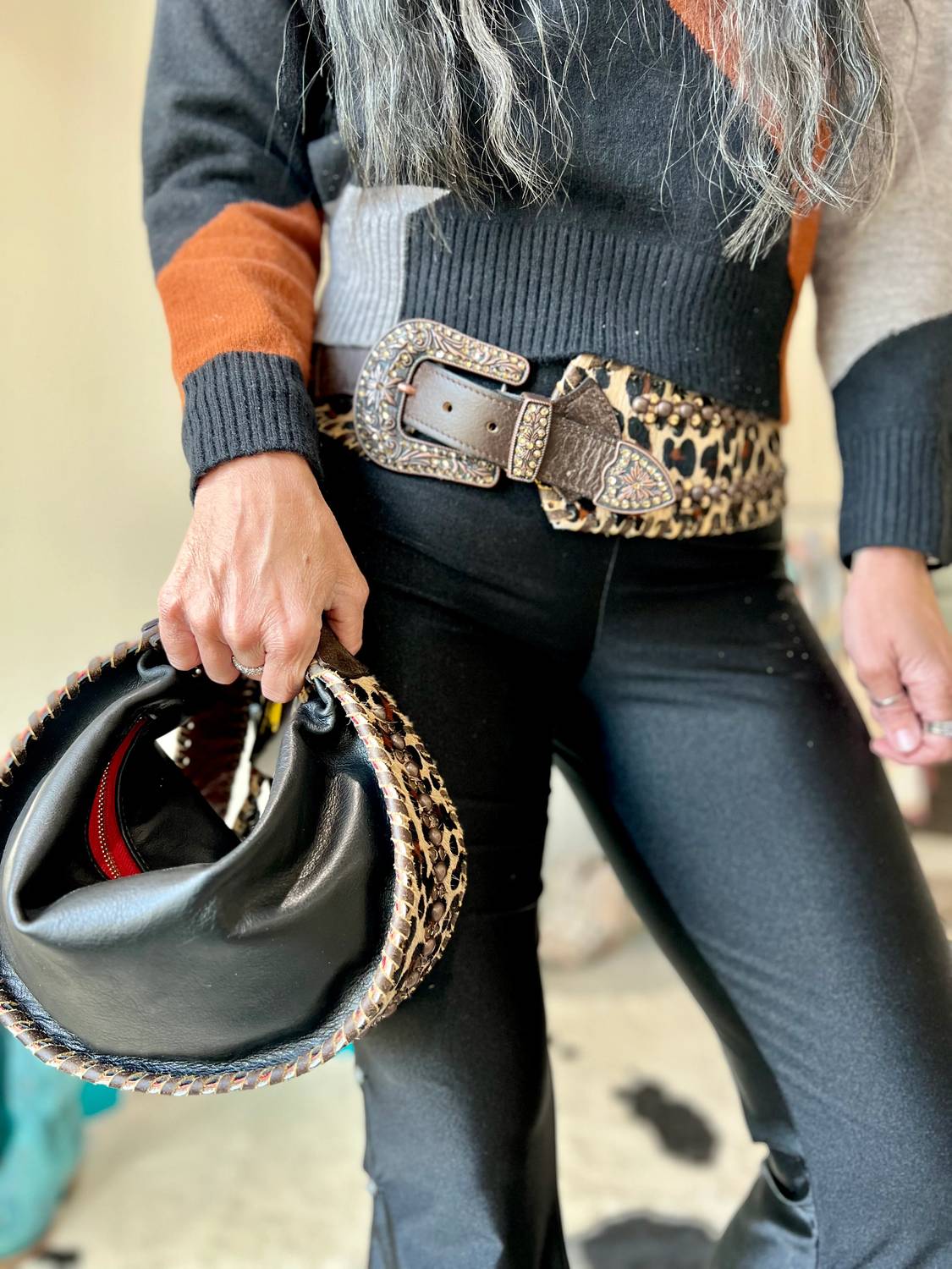 Kurtmen - Women's Armadillo Leopard Bag