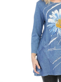 Jess & Jane - Chit Chat Mineral Washed Cotton Top with Linen Contrast