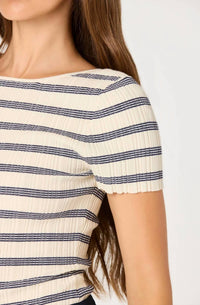 Astr - Nikola Striped Ribbed Scoop Back Sweater Top
