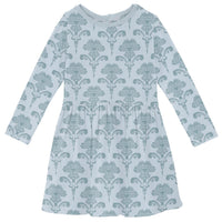 Kickee - Girls' Print Long Sleeve Twirl Dress with Pockets