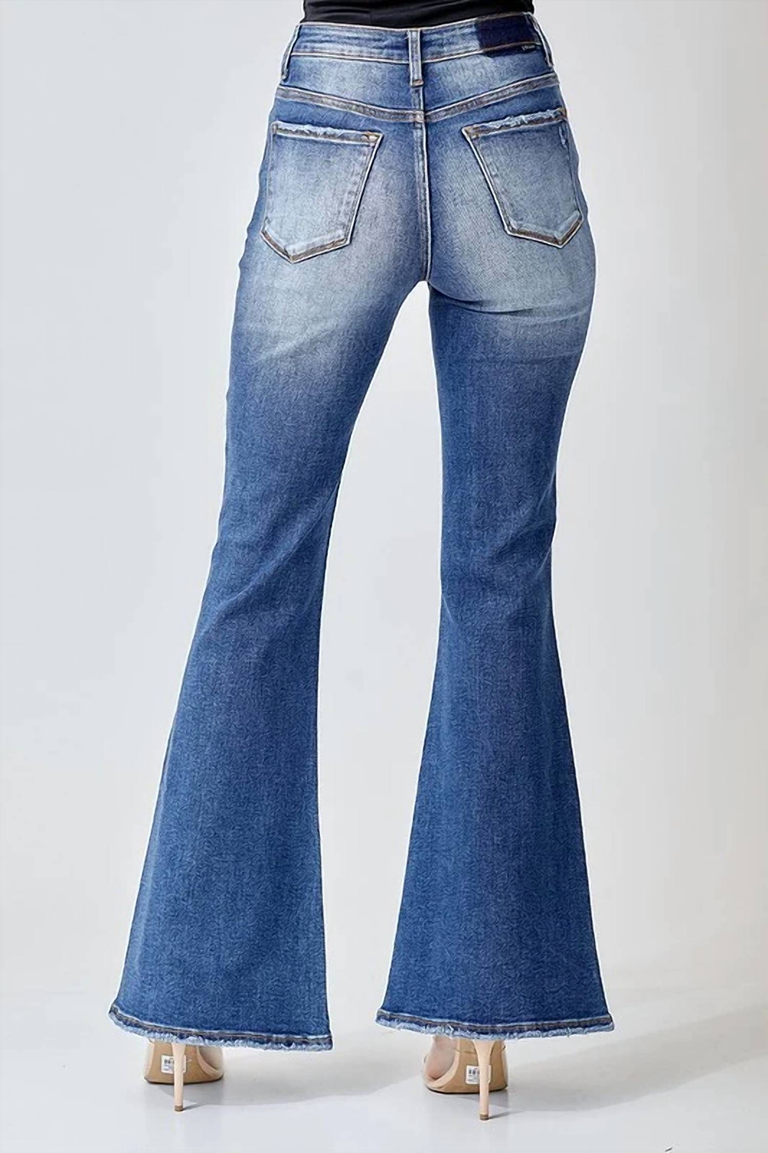Risen - High Rise Embellished Wide Flare Jeans