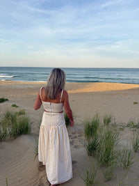 Baby Pink - Striped Crop Top & Maxi Skirt Set