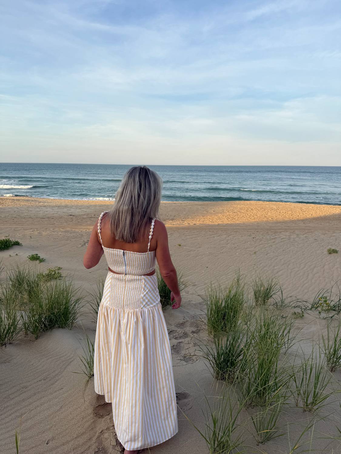 Baby Pink - Striped Crop Top & Maxi Skirt Set