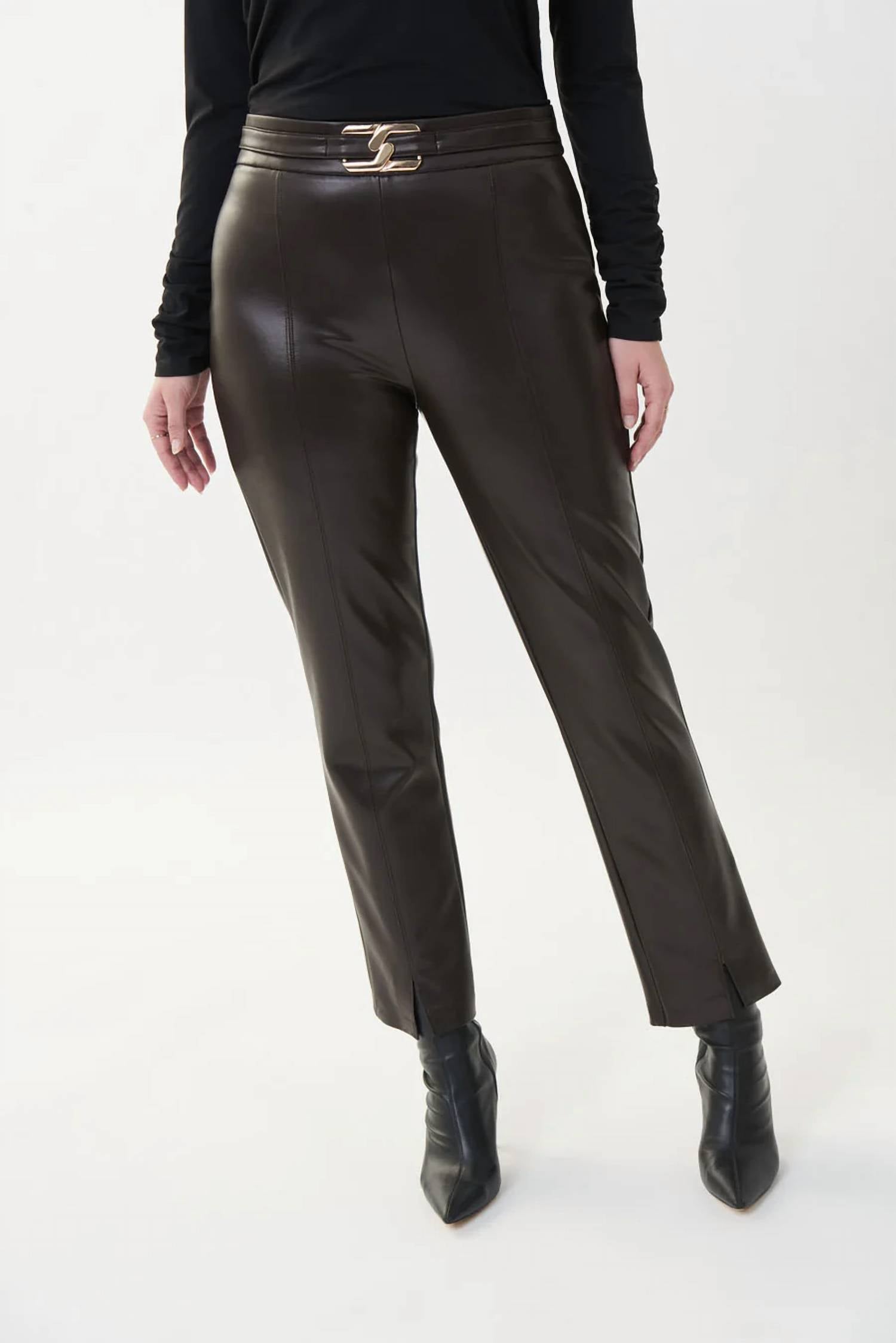 Joseph Ribkoff - BELTED LEATHERETTE PANT
